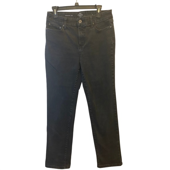 St. John's Bay Denim - St Johns Bay Womens Black Straight Leg Stretch Denim Jeans Size 3 RN93677